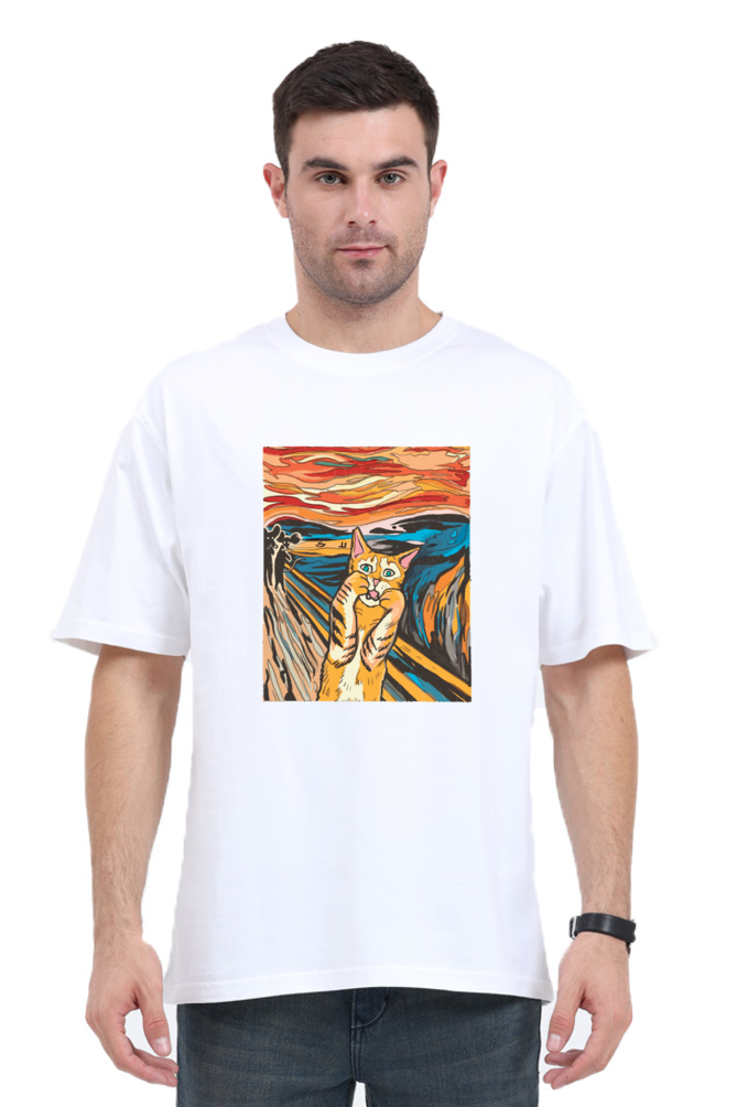 Scared Cat Art Oversized T-Shirt