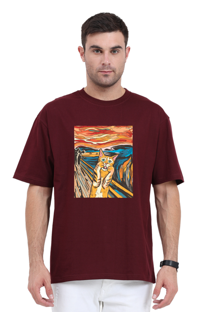 Scared Cat Art Oversized T-Shirt