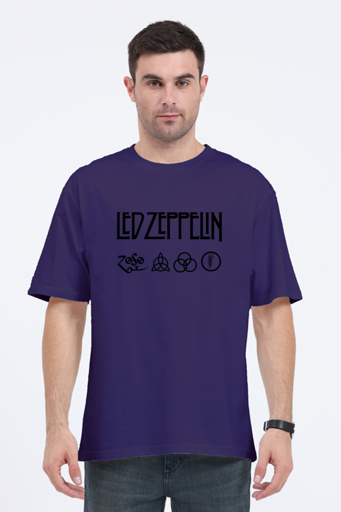 Led Zeppelin Puff Printed Oversized T-Shirt