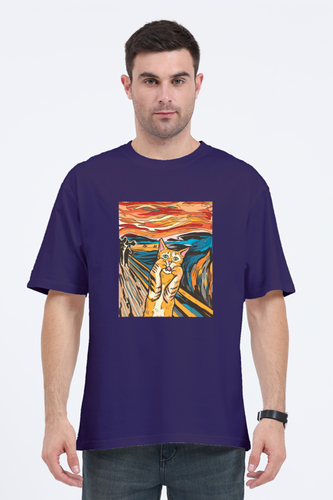 Scared Cat Art Oversized T-Shirt