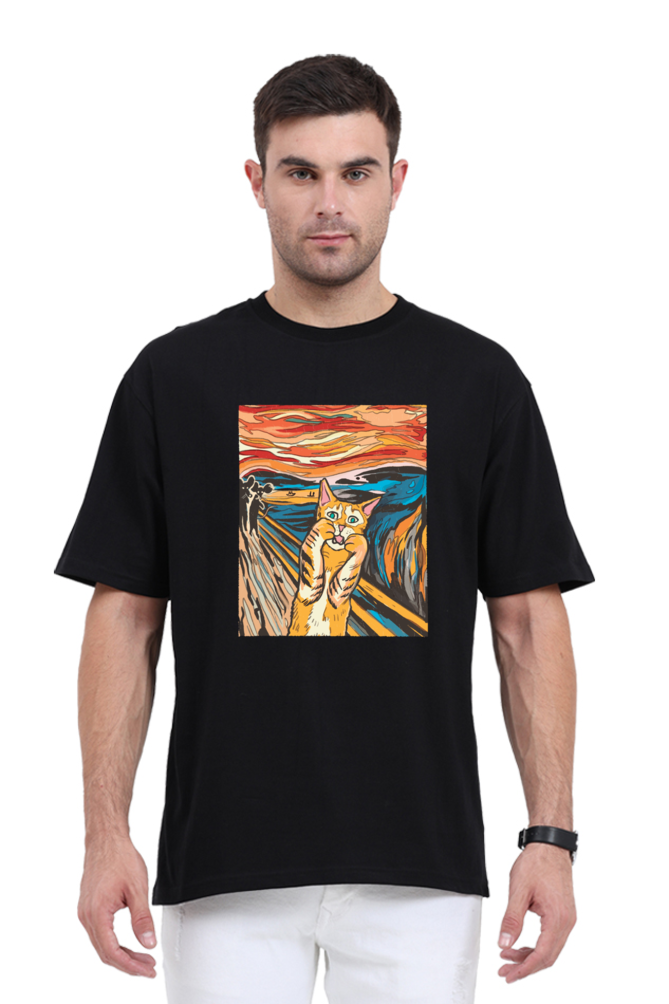 Scared Cat Art Oversized T-Shirt