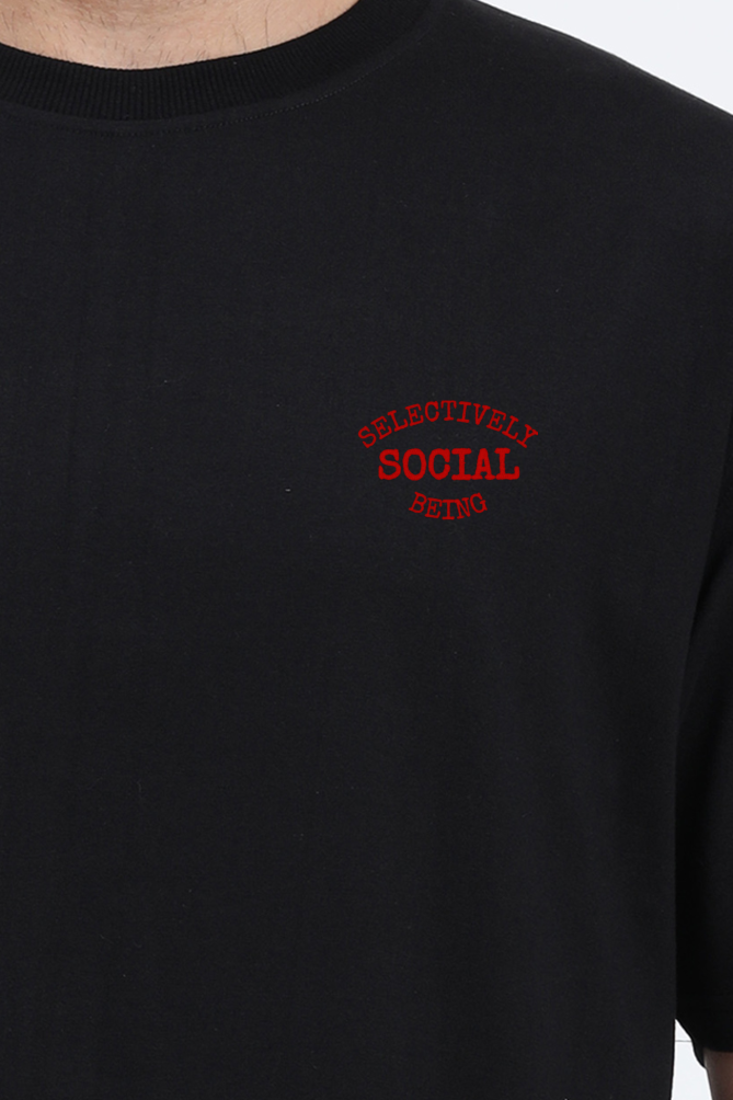 Selectively Social Being Embroidered Oversized T-Shirt