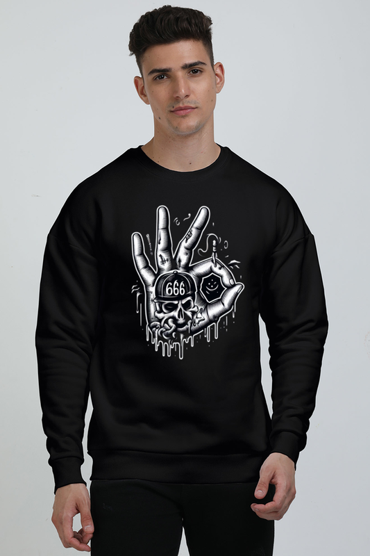 Skull Printed Oversized Sweatshirt