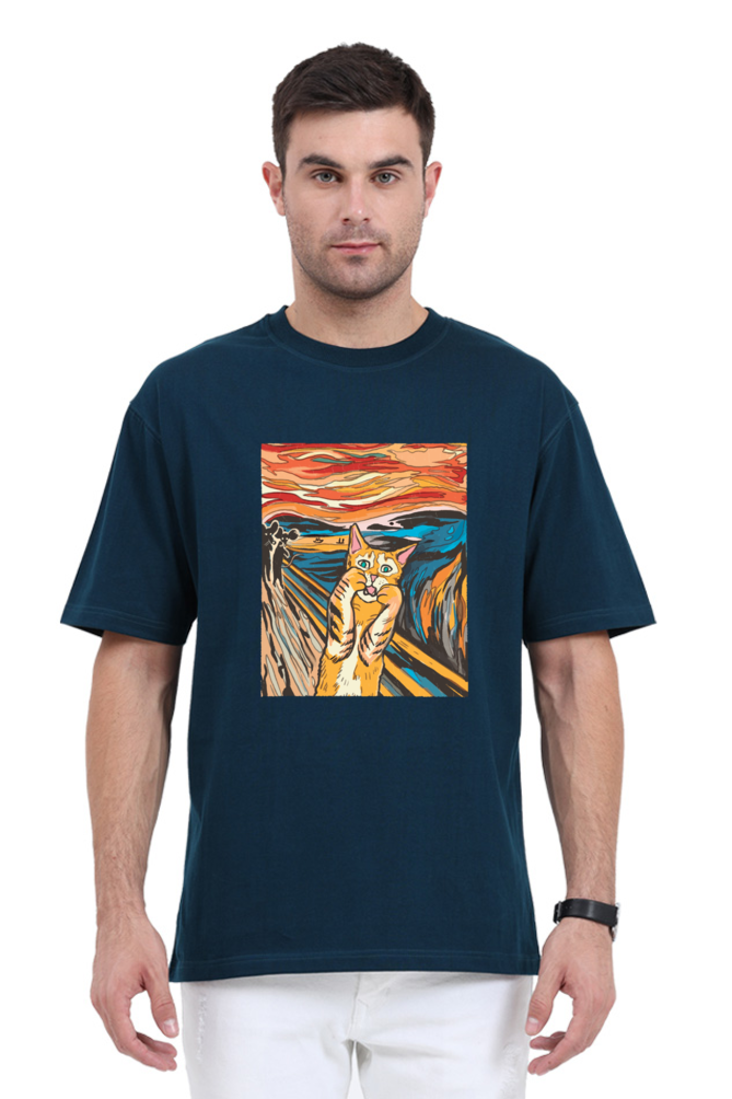 Scared Cat Art Oversized T-Shirt