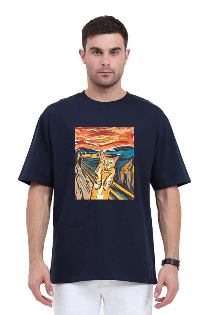 Scared Cat Art Oversized T-Shirt