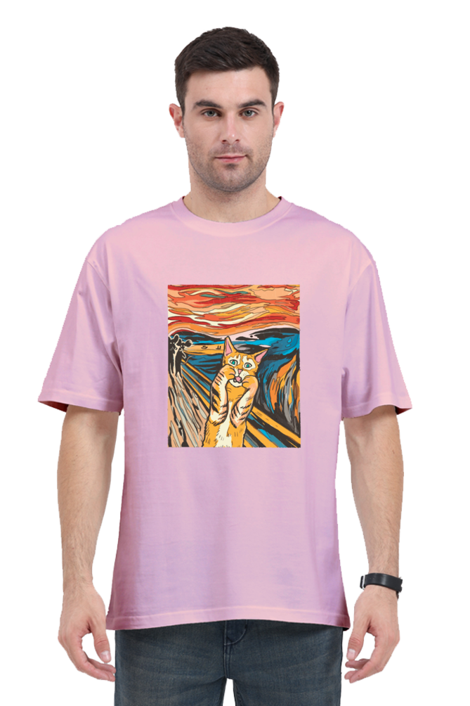 Scared Cat Art Oversized T-Shirt