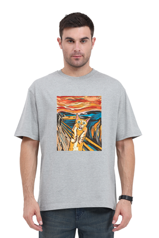 Scared Cat Art Oversized T-Shirt