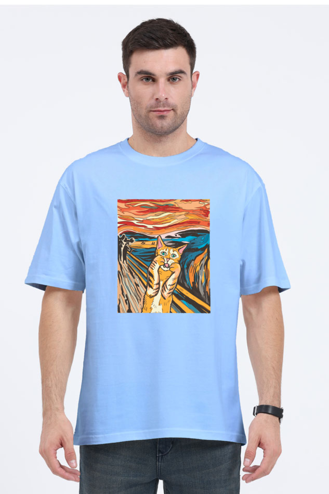 Scared Cat Art Oversized T-Shirt