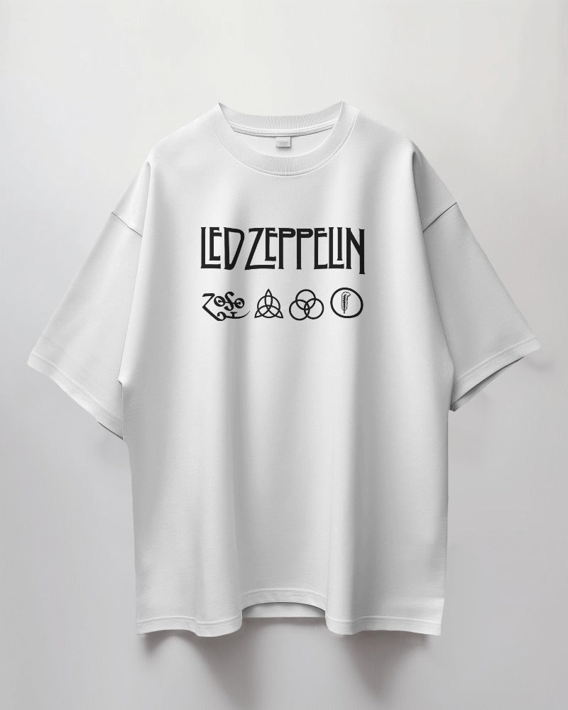 Led Zeppelin Puff Printed Oversized T-Shirt