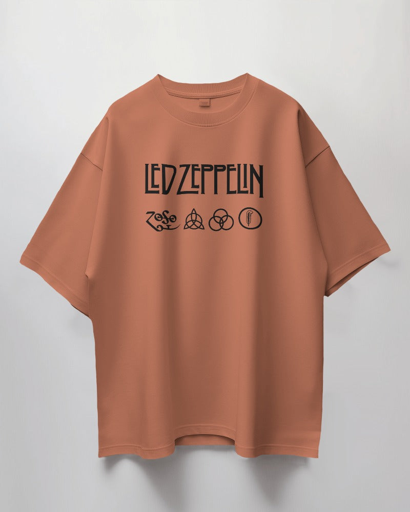 Led Zeppelin Puff Printed Oversized T-Shirt