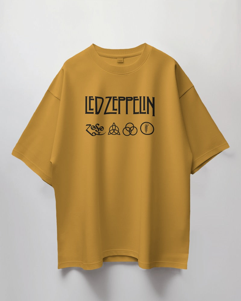 Led Zeppelin Puff Printed Oversized T-Shirt