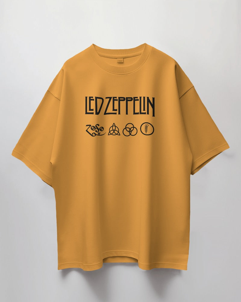 Led Zeppelin Puff Printed Oversized T-Shirt