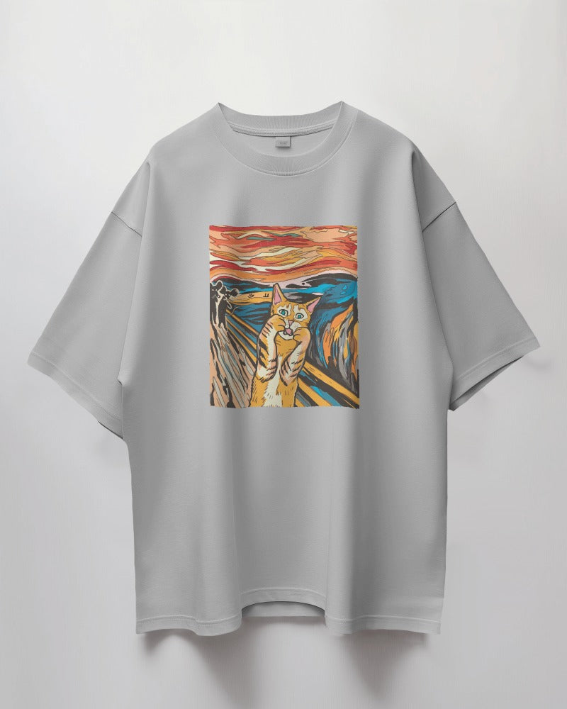 Scared Cat Art Oversized T-Shirt