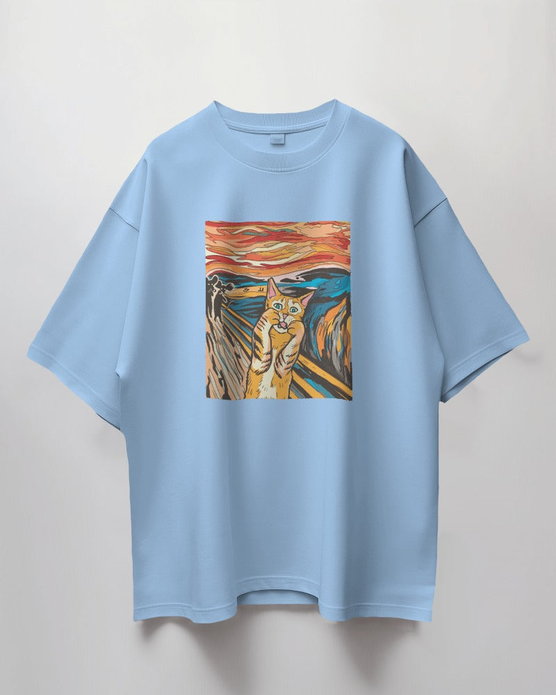 Scared Cat Art Oversized T-Shirt